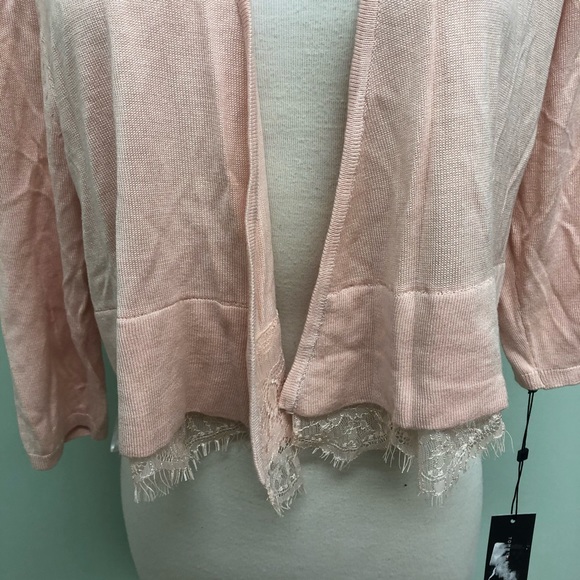Tommy Hilfiger | Women's Lace Trim Cardigan | Pink | Large - Picture 2 of 3